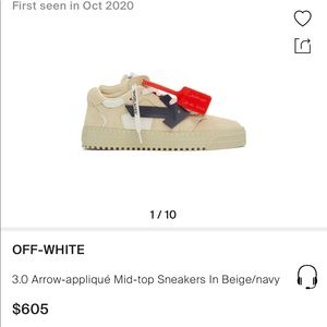 OFF-WHITE 3.0 Arrow Mid-top Sneakers in Beige/navy (Size 8 Mens)